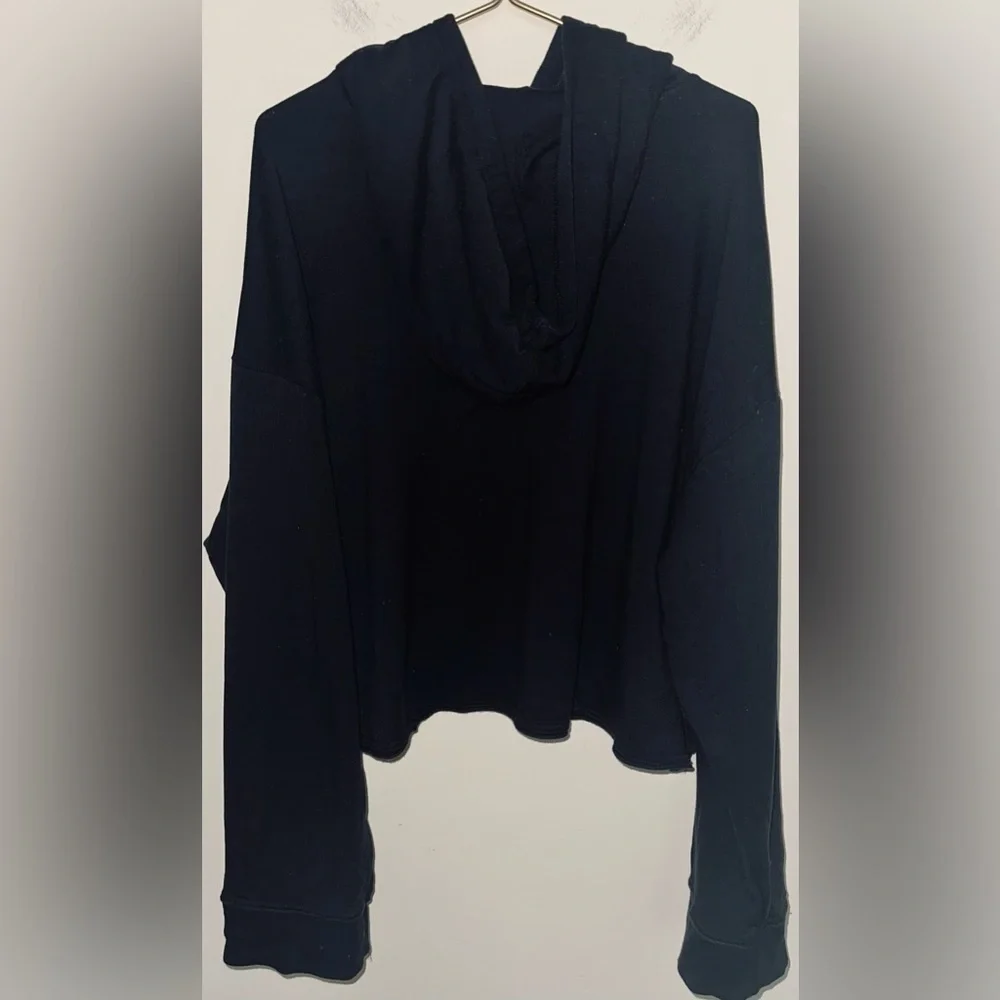 Nike Yoga Luxe Cropped Hoodie Top Black Soft Knit - Size XXL